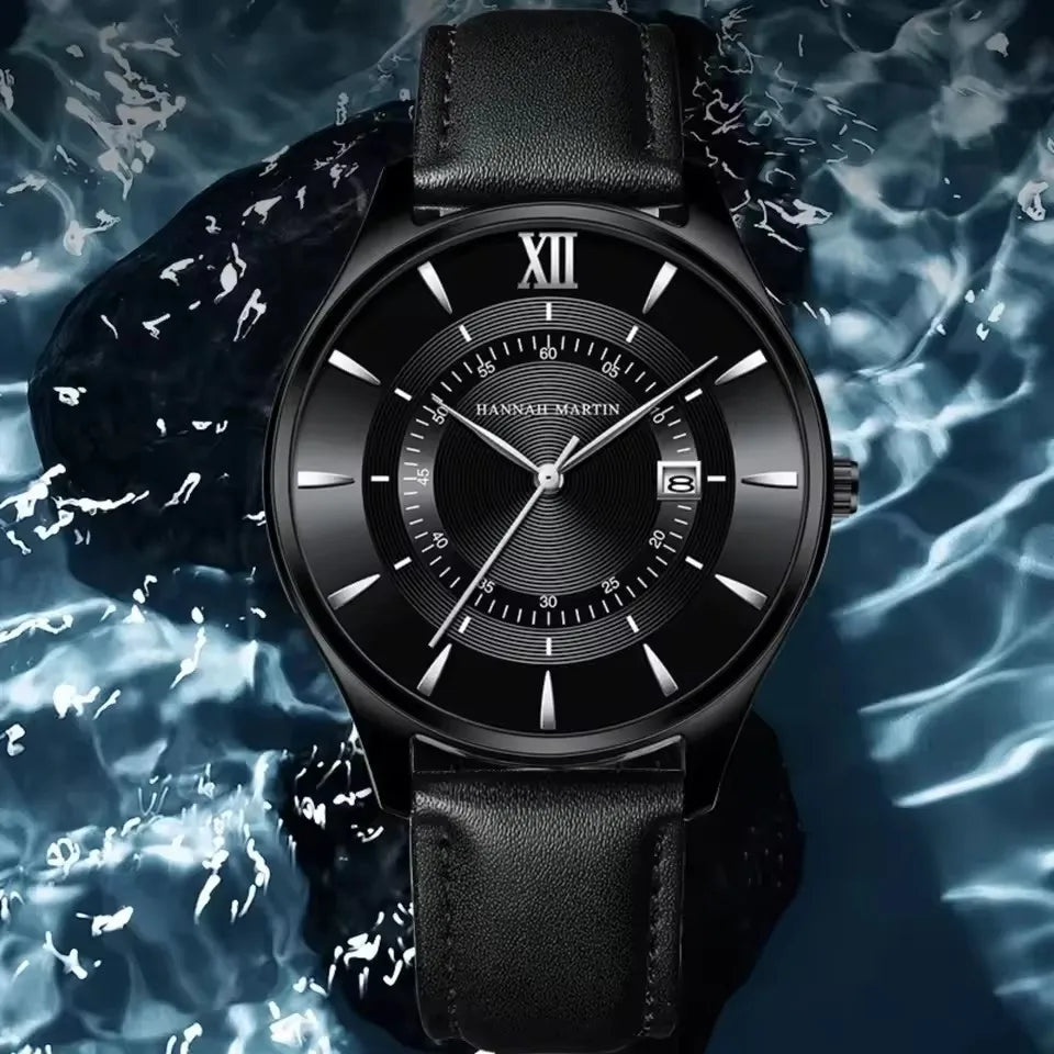 Hannah Martin Water Proof Genuine Leather Men's Watch