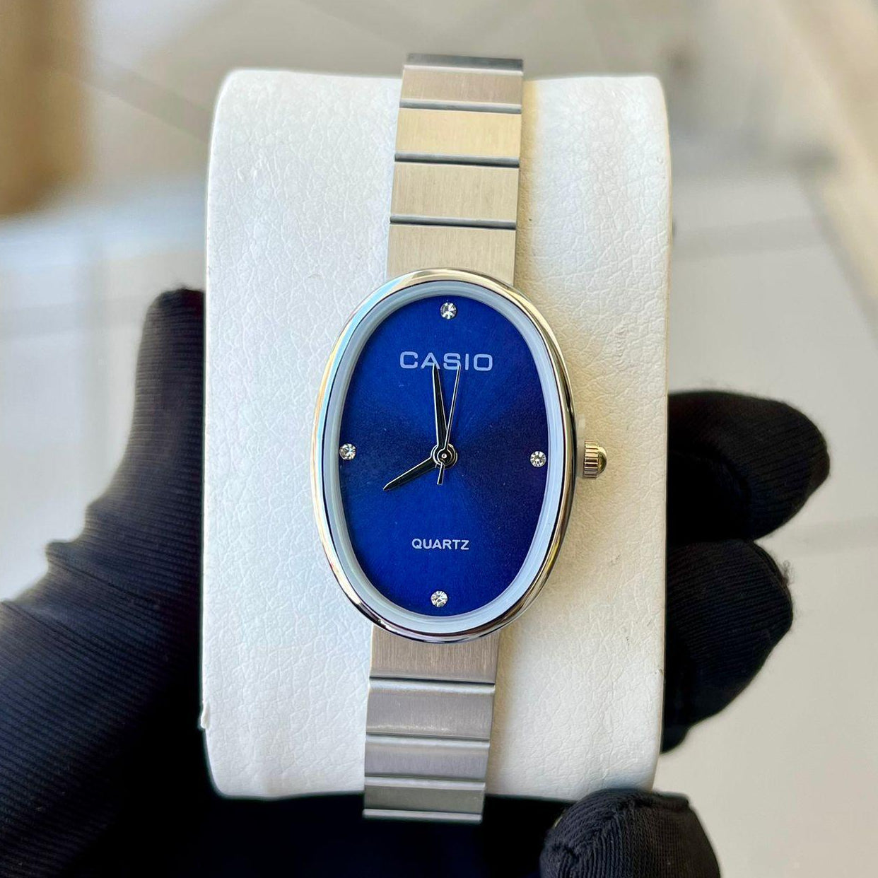 Casio Water Resistant Stainless Steel Ladies Watch - Silver Blue