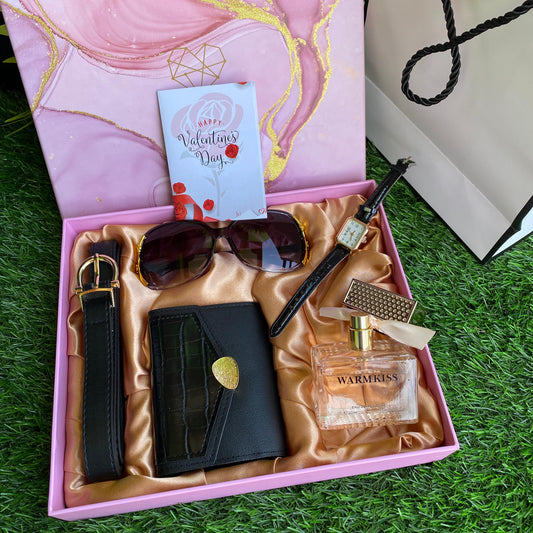 Fancy Valentine’s Ladies Gift Set – Watch, Perfume, Purse, Belt & Sunglasses Bundle