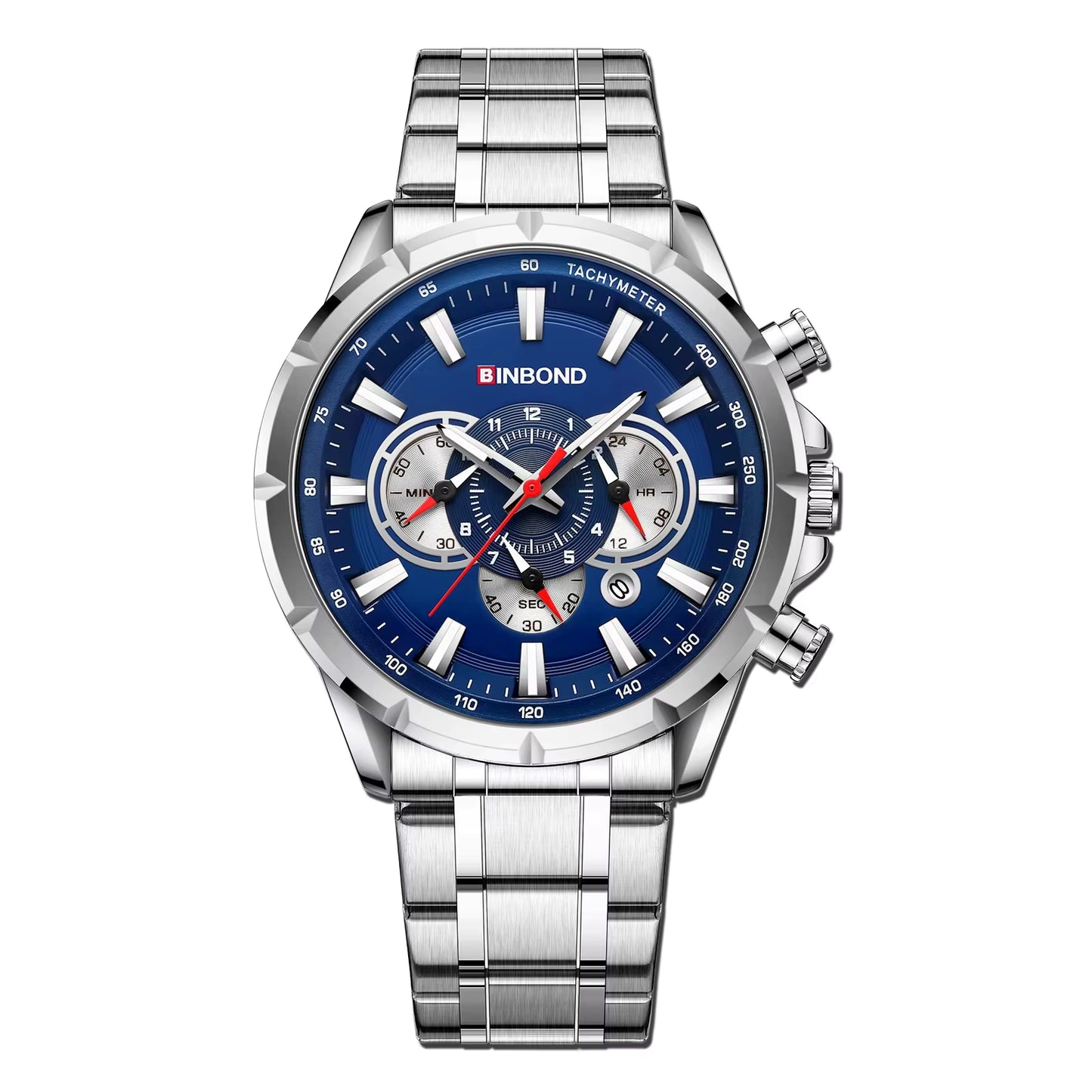 Binbond 6395 Chronograph Stainless Steel Waterproof Luminous Men's Watch