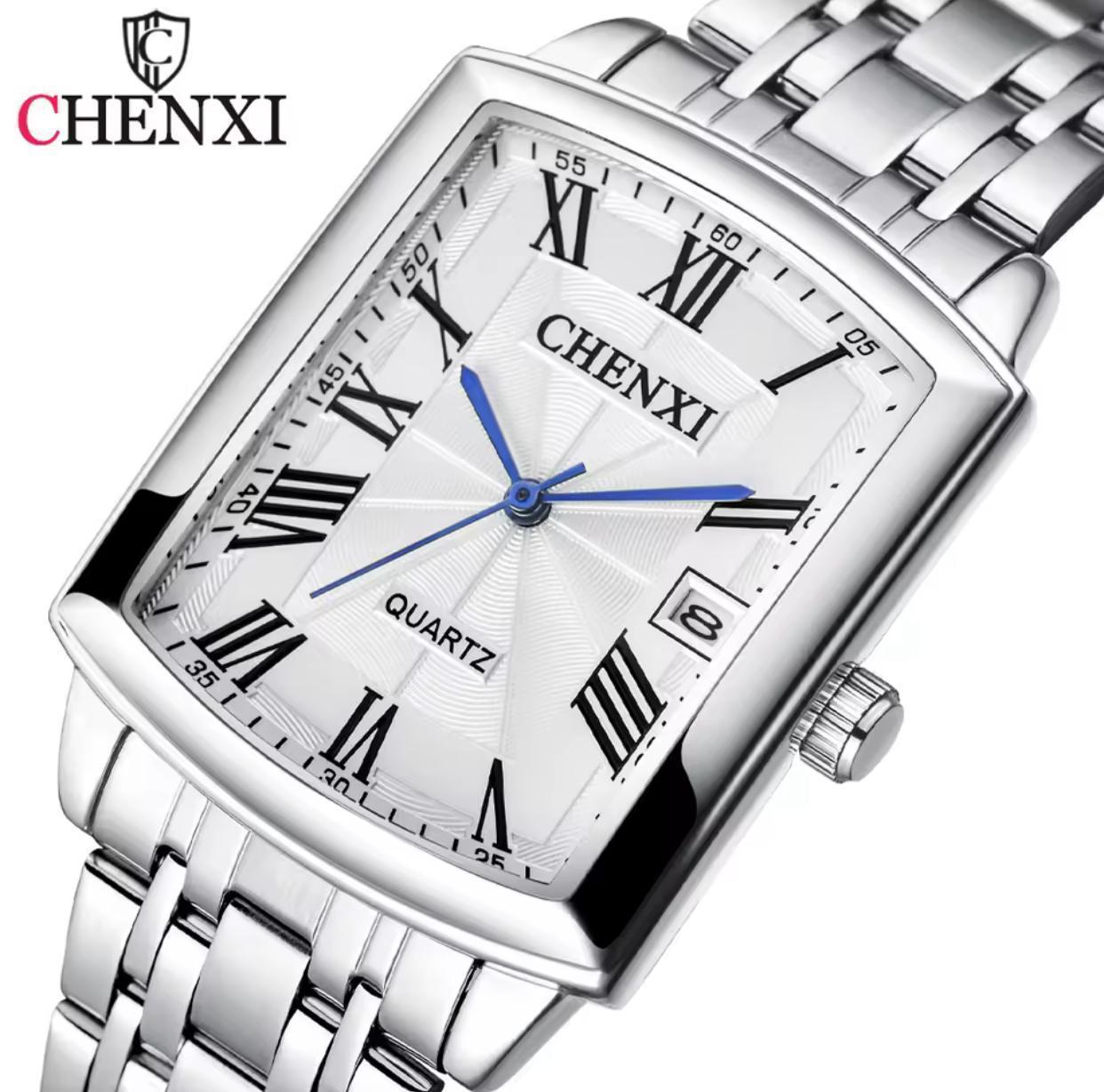 CHENXI 079A Stainless Steel Water Resistant Couple Watch - Silver Black