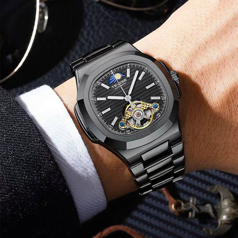 TEVISE T01C Automatic Mechanical Stainless Steel (No fade) Men's Watch Black