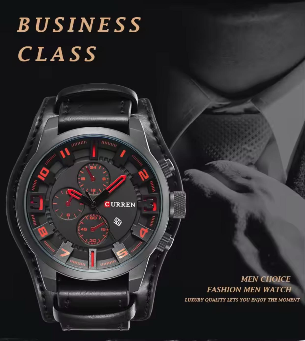 CURREN 8225 Genuine Leather Water Resistant Men's Watch - Coffee Brown