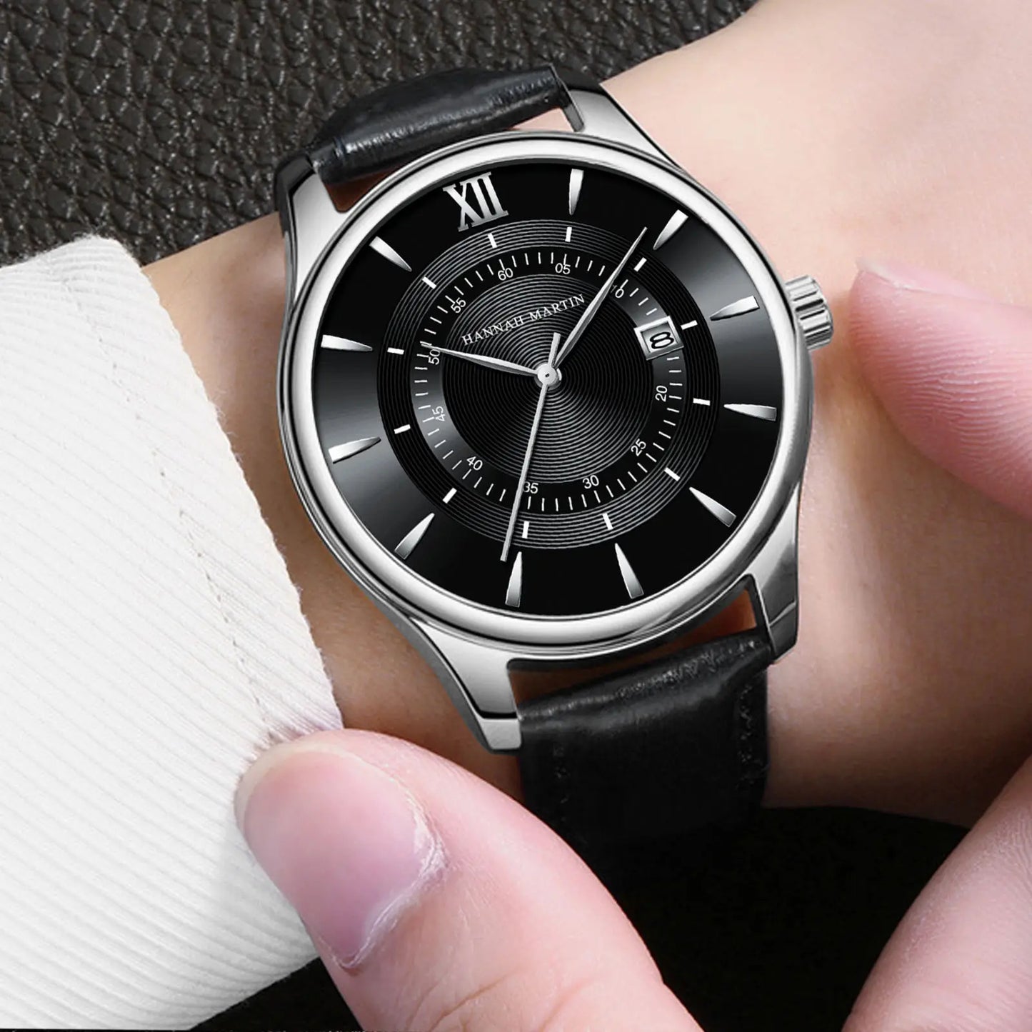 Hannah Martin Water Proof Genuine Leather Men's Watch