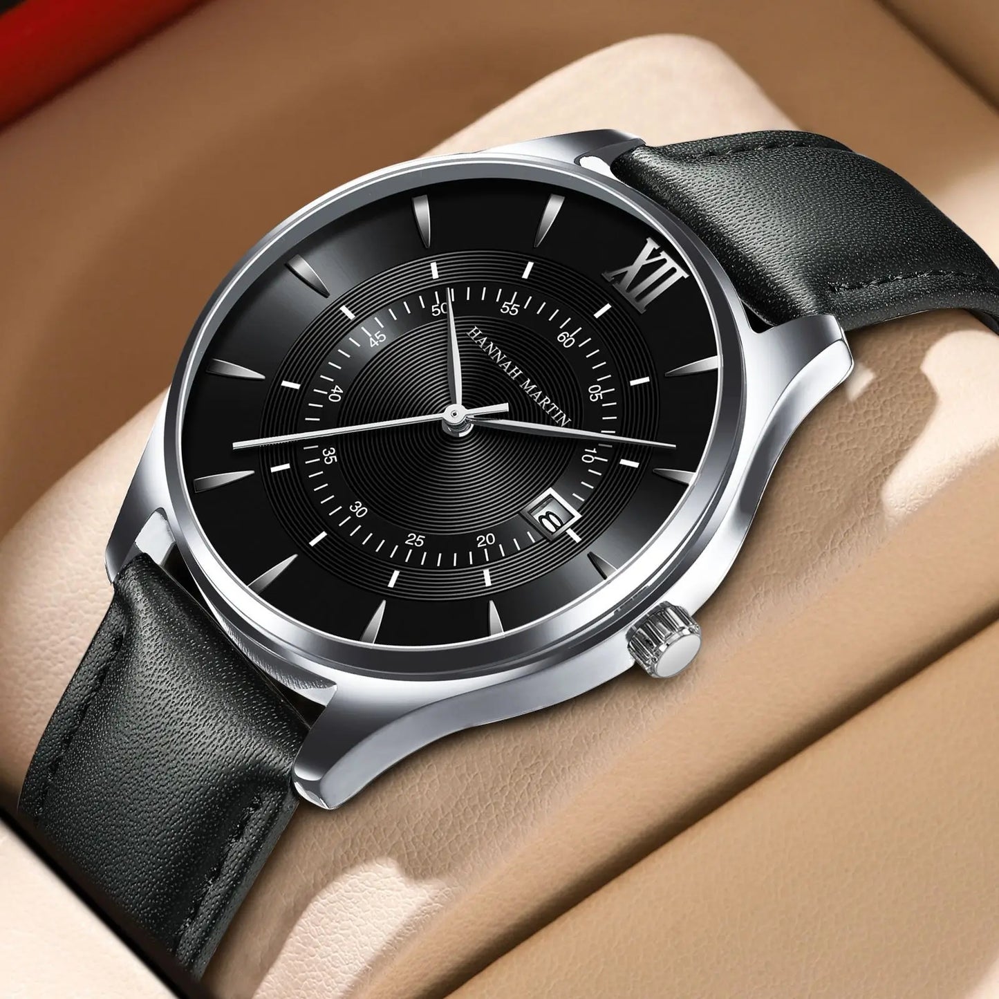 Hannah Martin Water Proof Genuine Leather Men's Watch