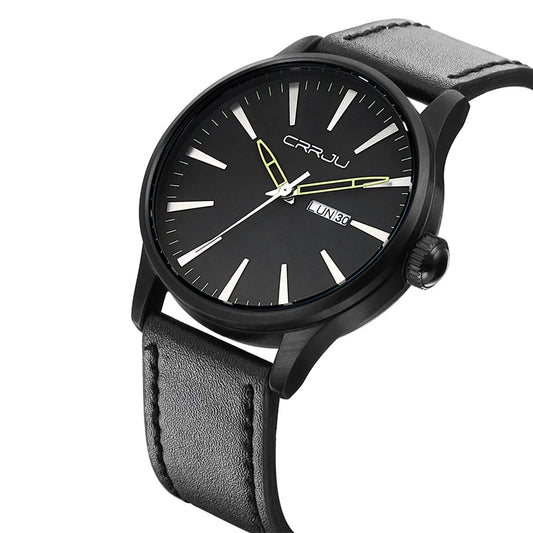 CRRJU 2108 Water Resistant Day and Date Display Men's Watch - Full Black