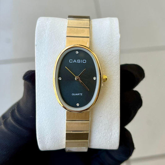 Casio Water Resistant Stainless Steel Ladies Watch - Gold Black