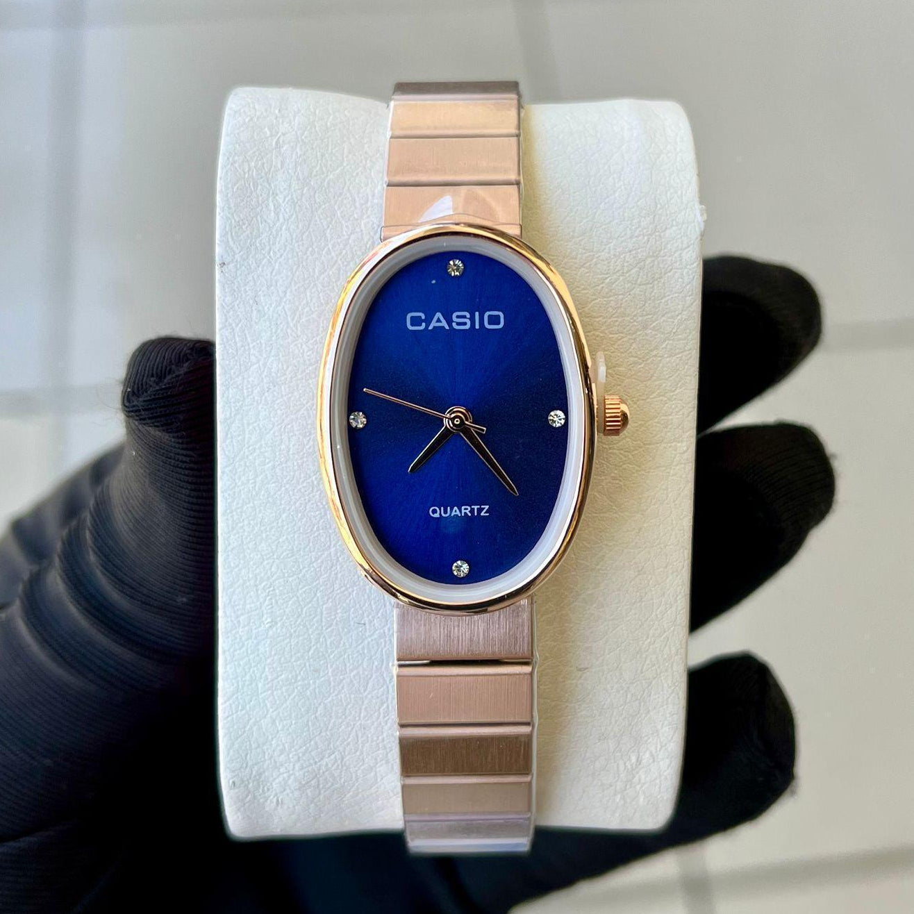 Casio Water Resistant Stainless Steel Ladies Watch - Rose Gold Blue