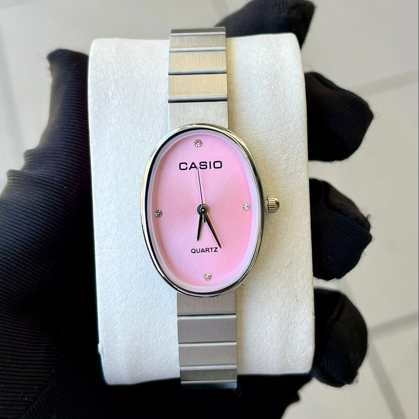 Casio Water Resistant Stainless Steel Ladies Watch - Silver Pink