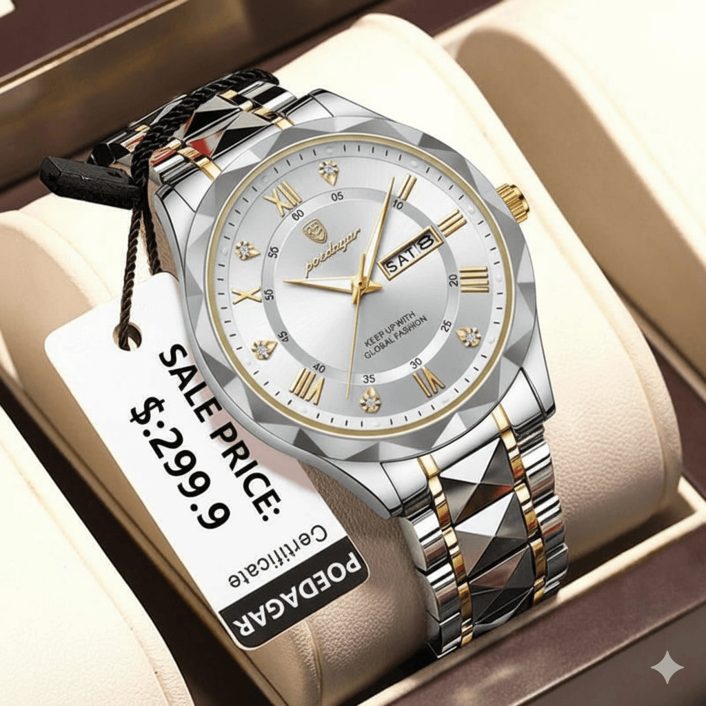 POEDAGAR Waterproof Stainless Steel Men's Watch