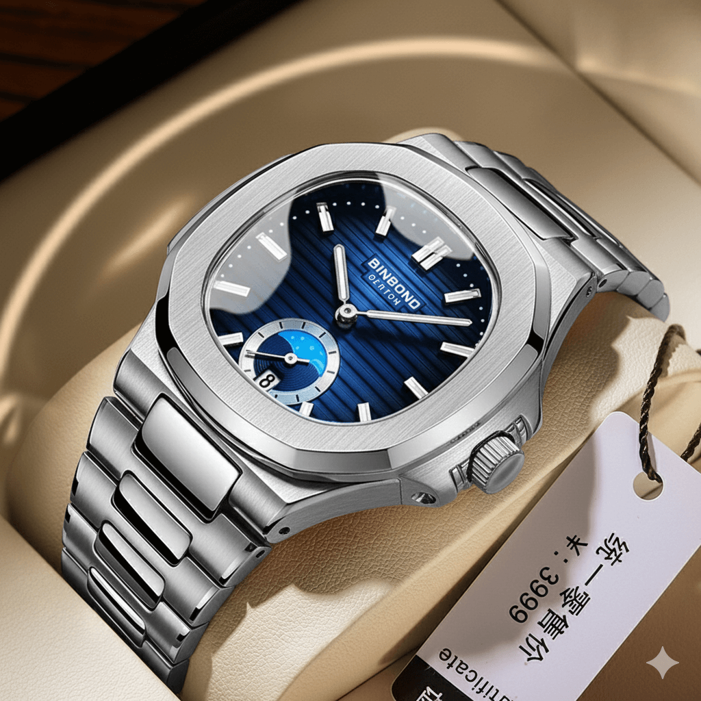 BINBOND DENTON with Seconds Arm Waterproof Luminous Stainless Steel Men's Watch