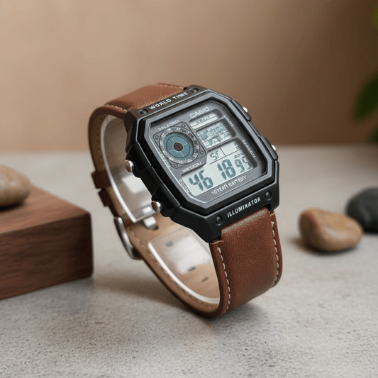 Casio World Time Water Resistant 5 Alarms Men's Watch