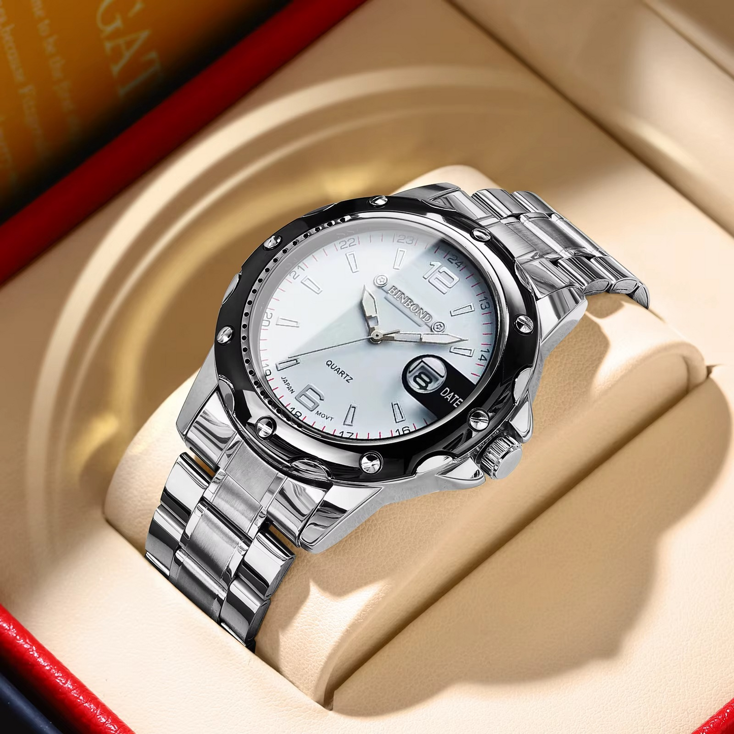 BINBOND B9696 Luminous Stainless Steel Business Men's Watch