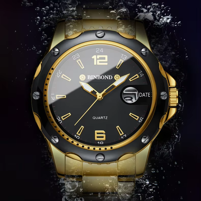 BINBOND B9696 Luminous Stainless Steel Business Men's Watch