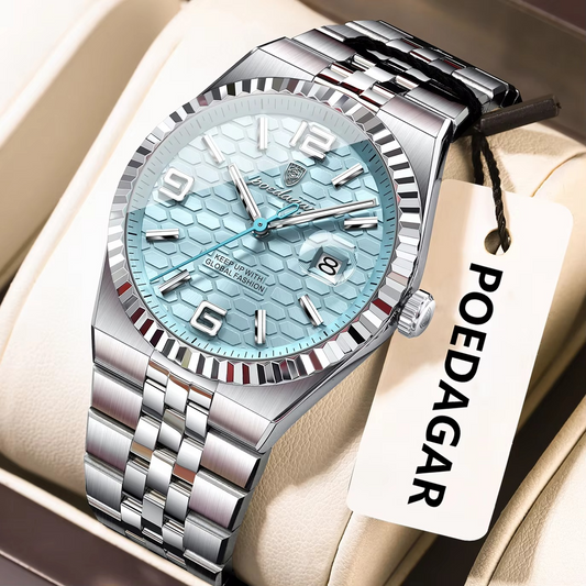 POEDAGAR High Quality Original Men's Waterproof Luminous Quartz Watch
