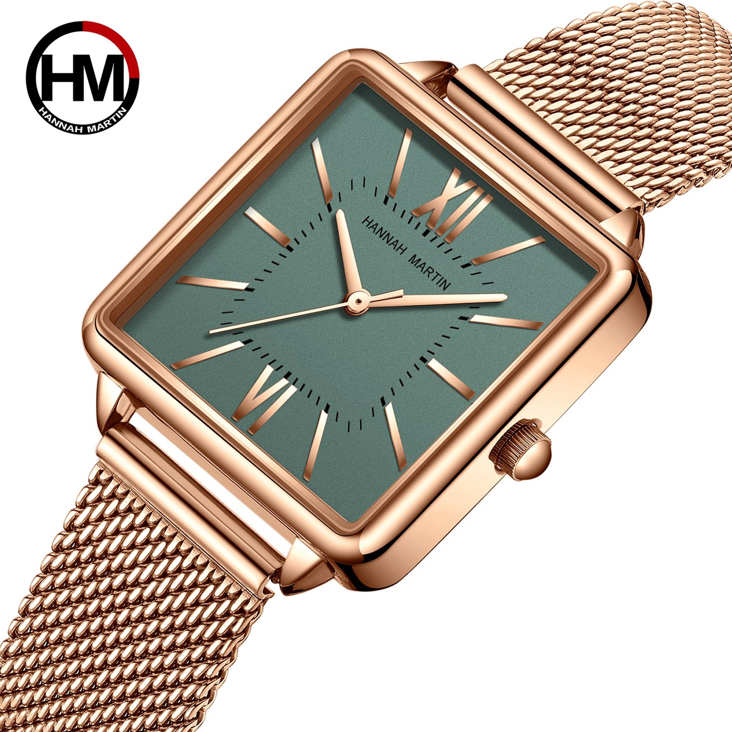 Hannah Martin 1082 Stainless Steel Water Resistant Ladie's Watch - Gold Green
