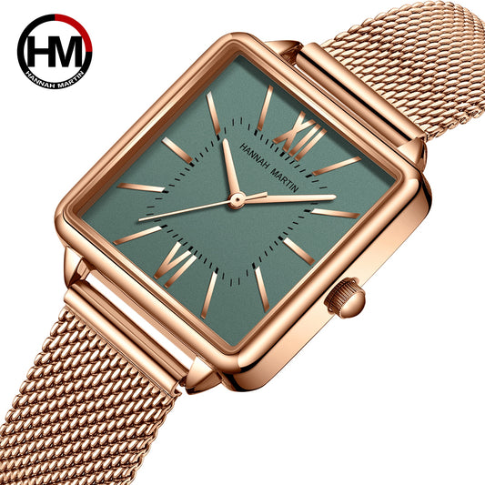 Hannah Martin 1082 Stainless Steel Water Resistant Ladie's Watch - Gold Green