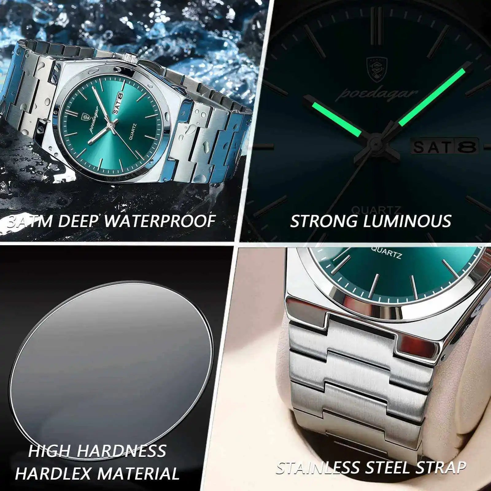 Poedagar WaterProof Stainless Steel Men's Watch 930
