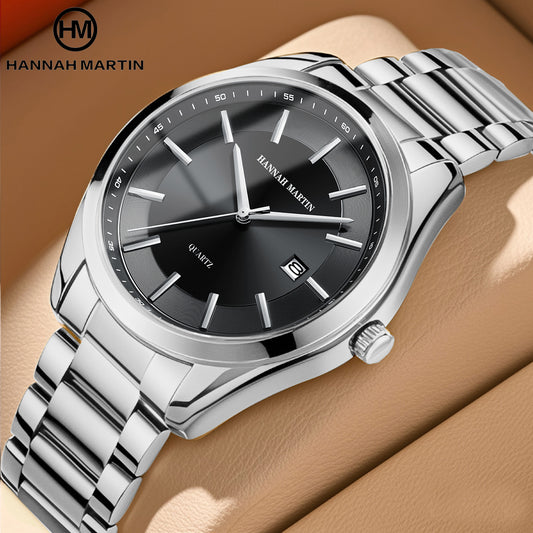Hannah Martin 1381 Stainless Steel Water Resistant Men's Watch - Silver Black
