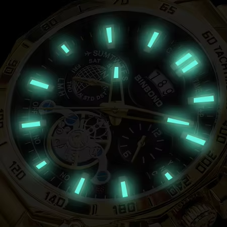 BINBOND Original Stainless Steel Luminous Waterproof Men's Watch