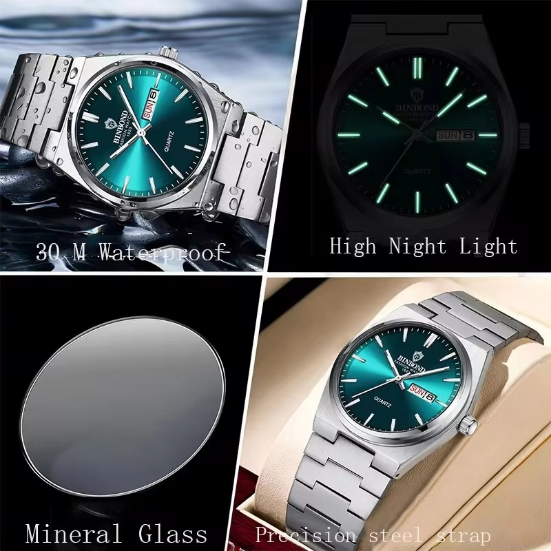 BINBOND B102 WaterProof Fashion Quartz Wristwatch for Men
