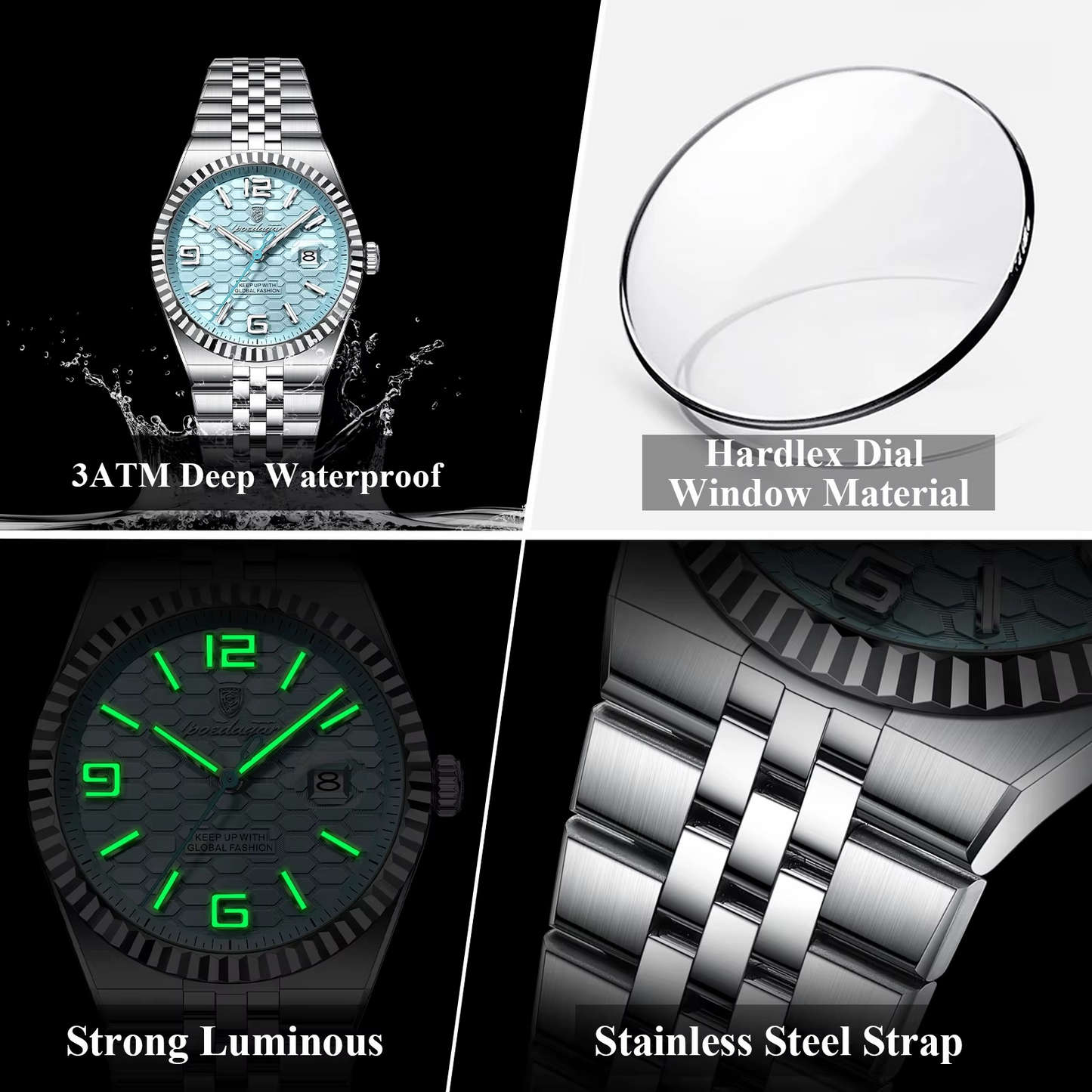 POEDAGAR High Quality Original Men's Waterproof Luminous Quartz Watch