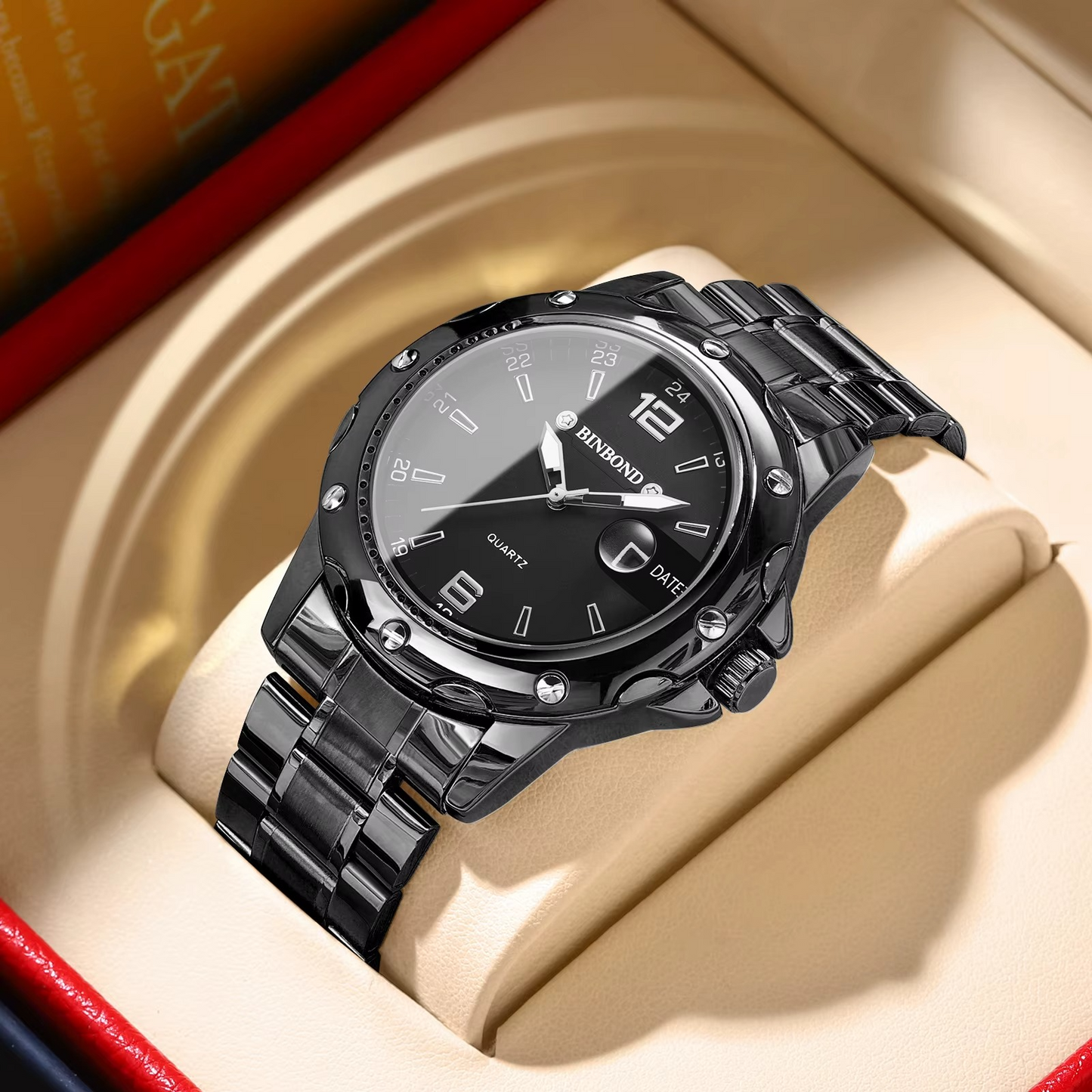 BINBOND B9696 Luminous Stainless Steel Business Men's Watch