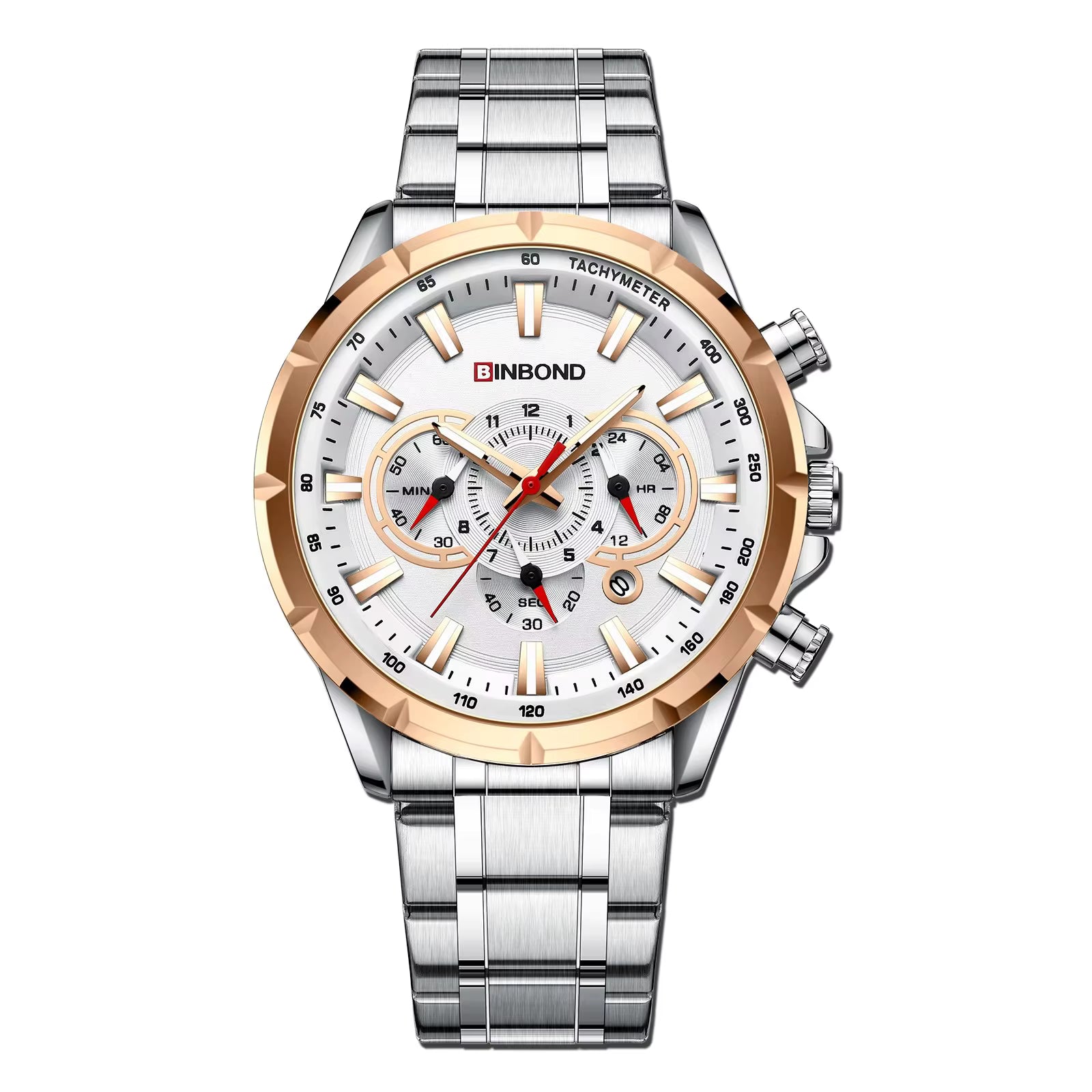 Binbond Chronograph Stainless Steel Waterproof Luminous Men's Watch