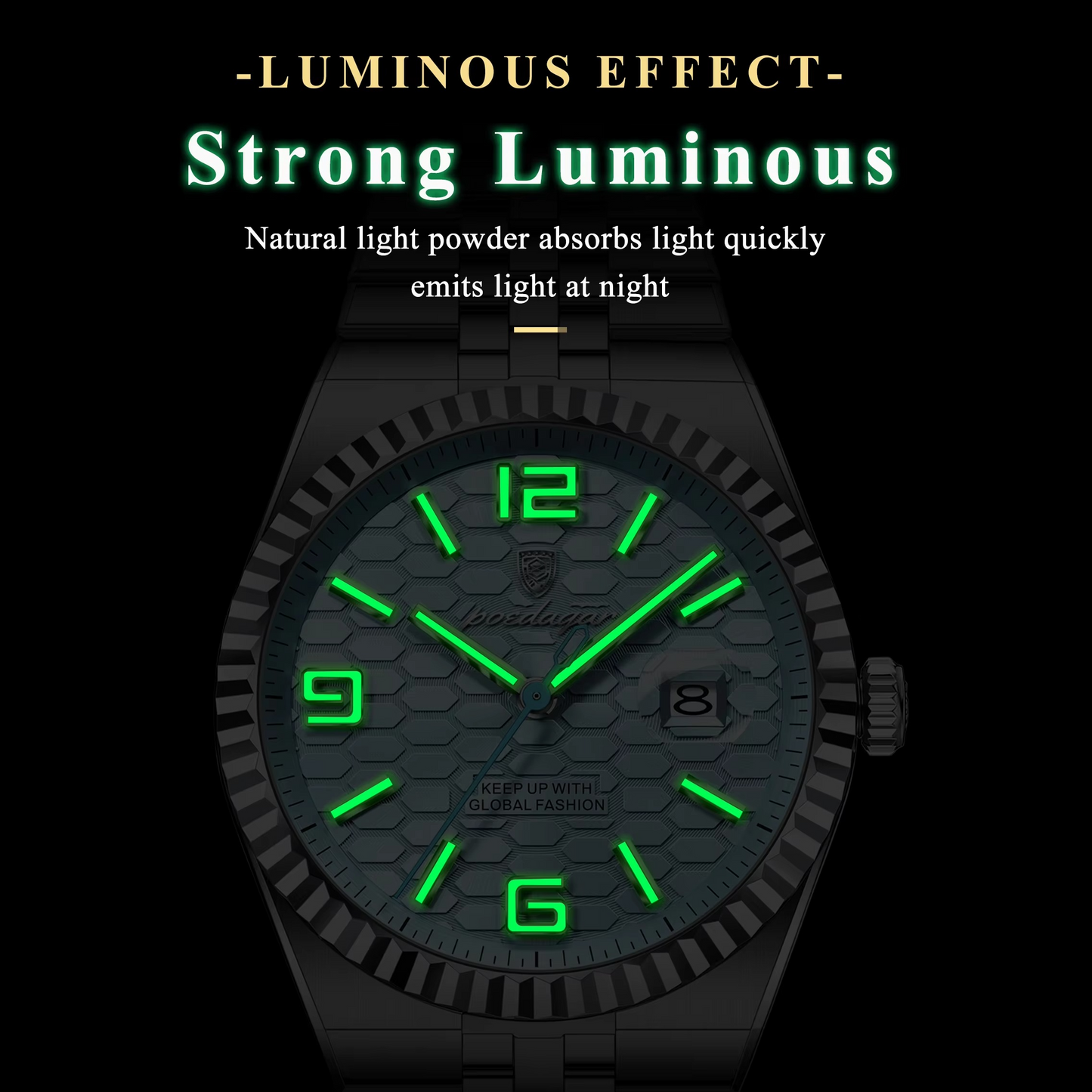 POEDAGAR High Quality Original Men's Waterproof Luminous Quartz Watch