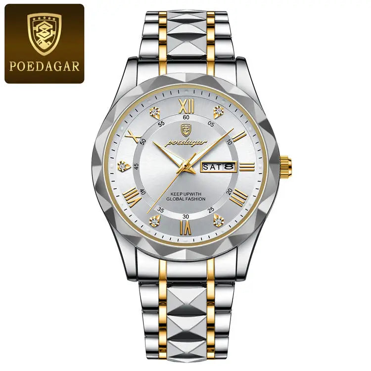 POEDAGAR Waterproof Stainless Steel Men's Watch