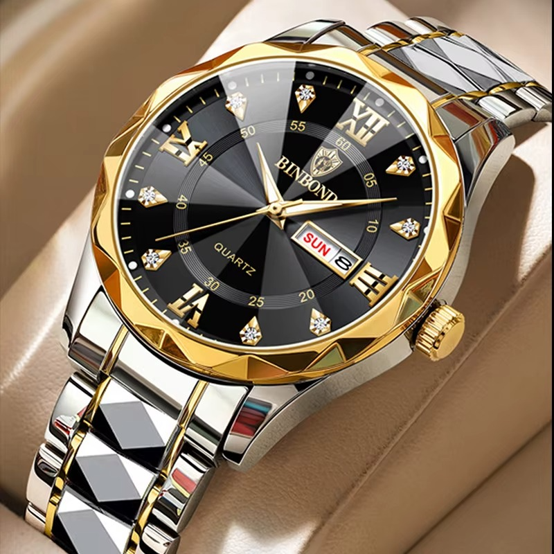 BINBOND 3D Glass Waterproof Luminous Men's Watch