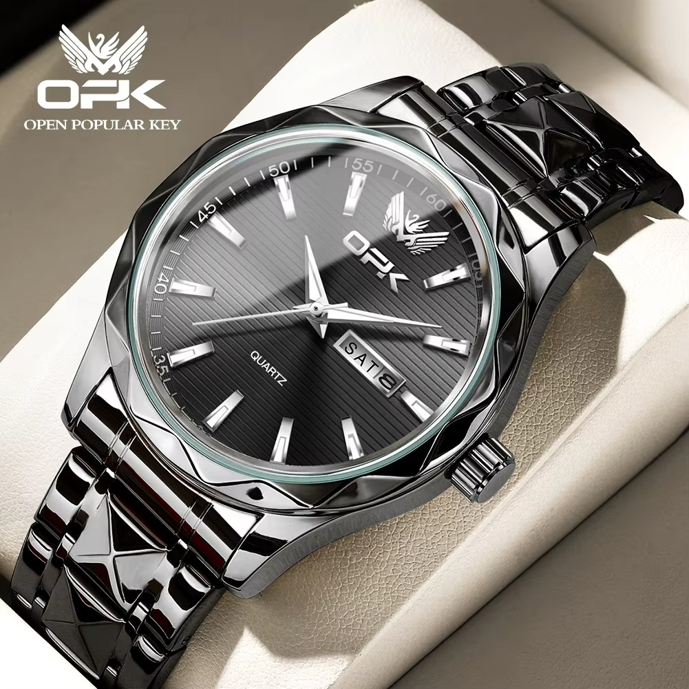 OPK Day and Date Waterproof Stainless Steel Men's Watch