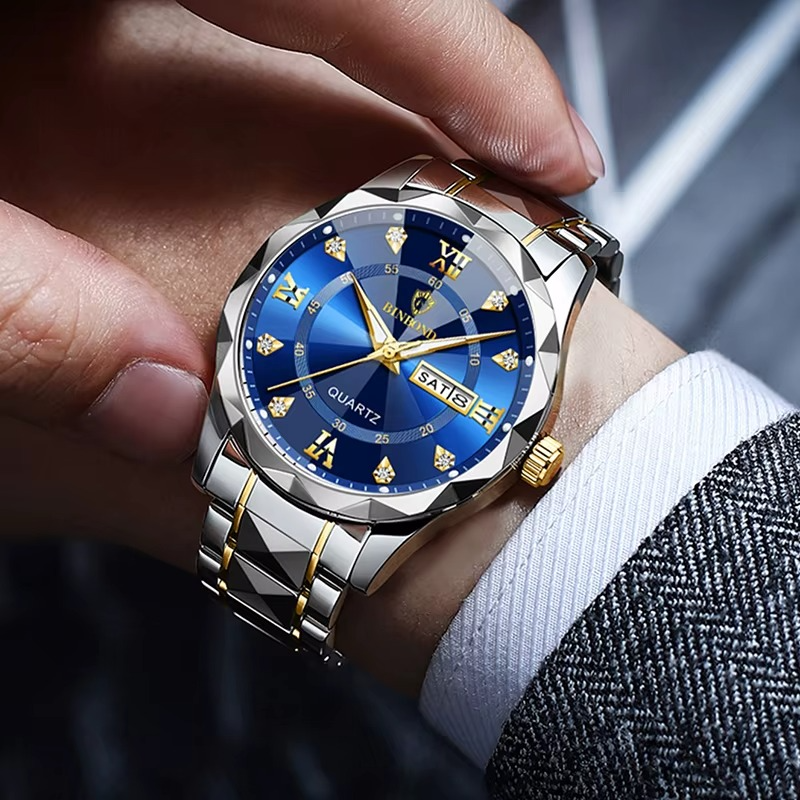 BINBOND 3D Glass Waterproof Luminous Men's Watch