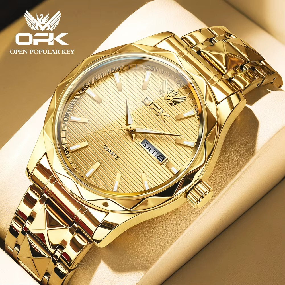 OPK Day and Date Waterproof Stainless Steel Men's Watch