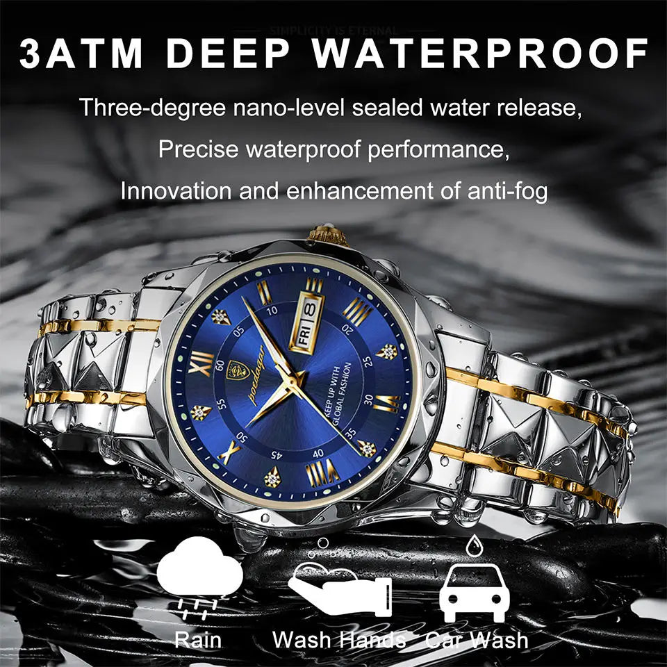POEDAGAR Waterproof Stainless Steel Men's Watch