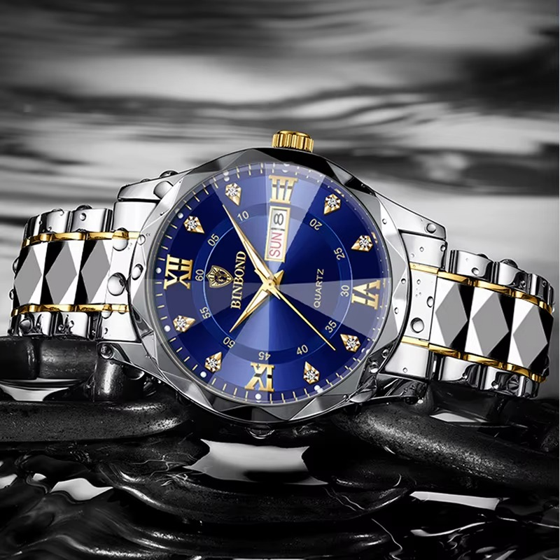 BINBOND 3D Glass Waterproof Luminous Men's Watch