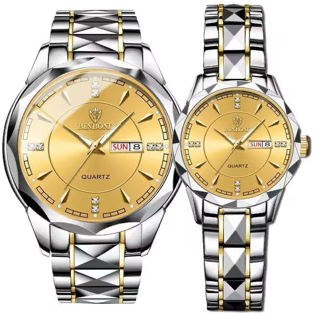 Day and Date Water Resistant Stainless Couple Watches