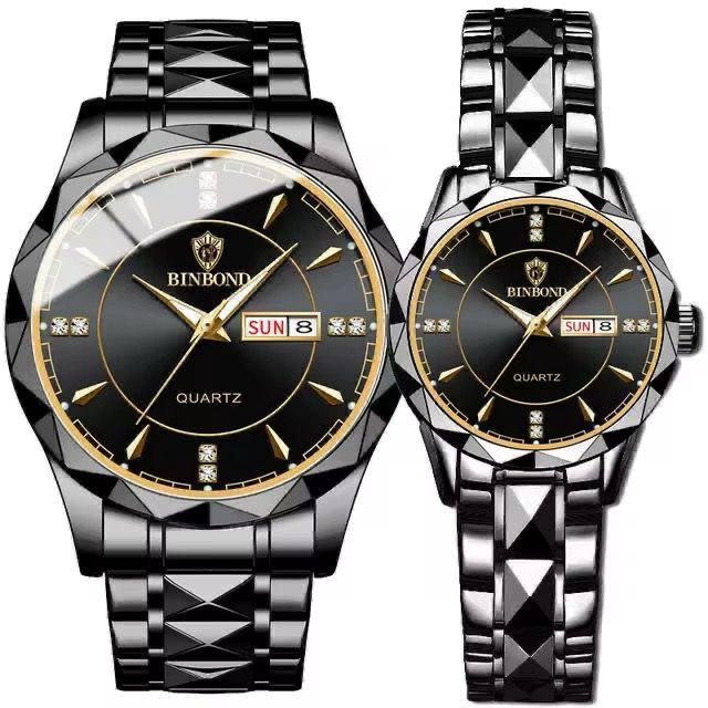 Day and Date Water Resistant Stainless Couple Watches