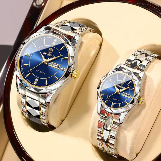 Day and Date Water Resistant Stainless Couple Watches