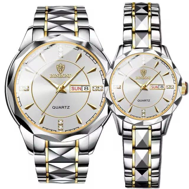 Day and Date Water Resistant Stainless Couple Watches