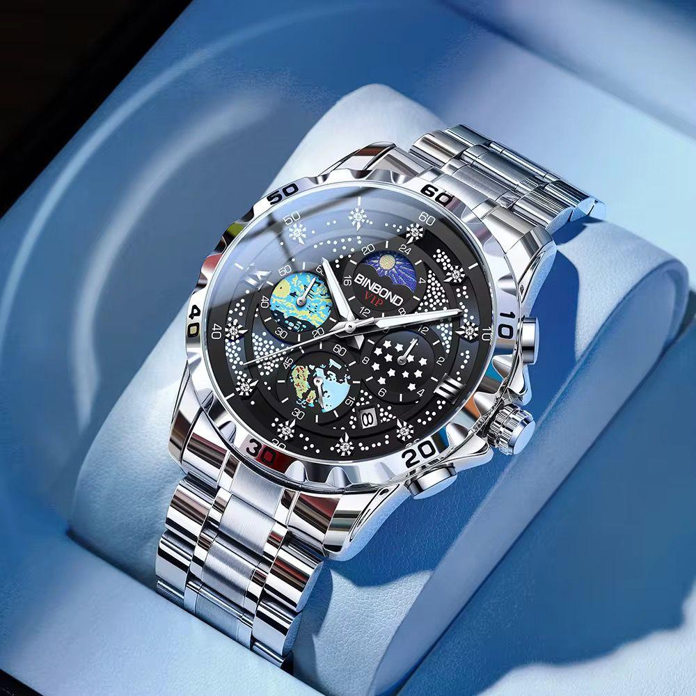BINBOND Waterproof MoonPhase Chronograph Men's Watch