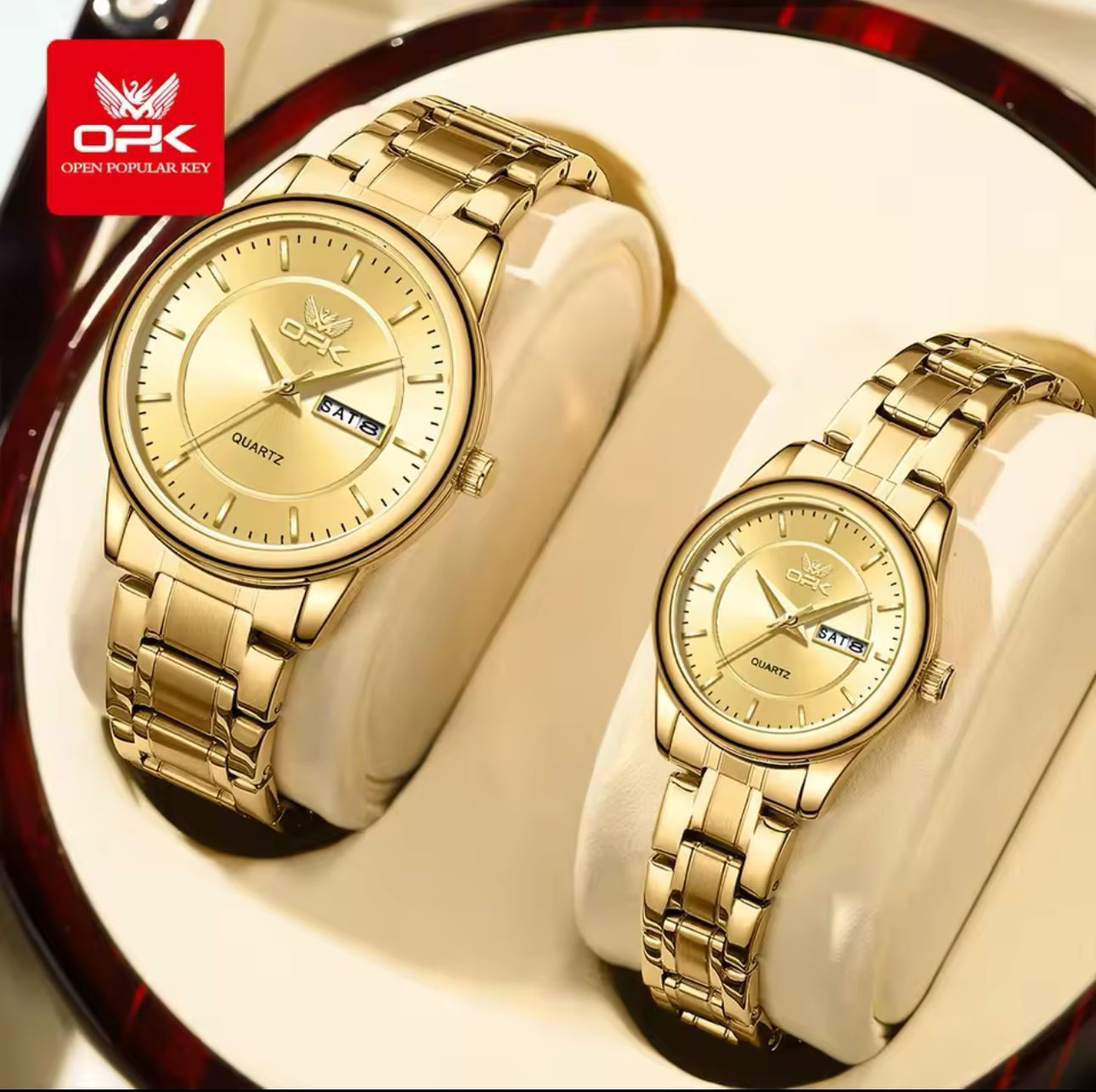 Day and Date Water Resistant Stainless Couple Watches