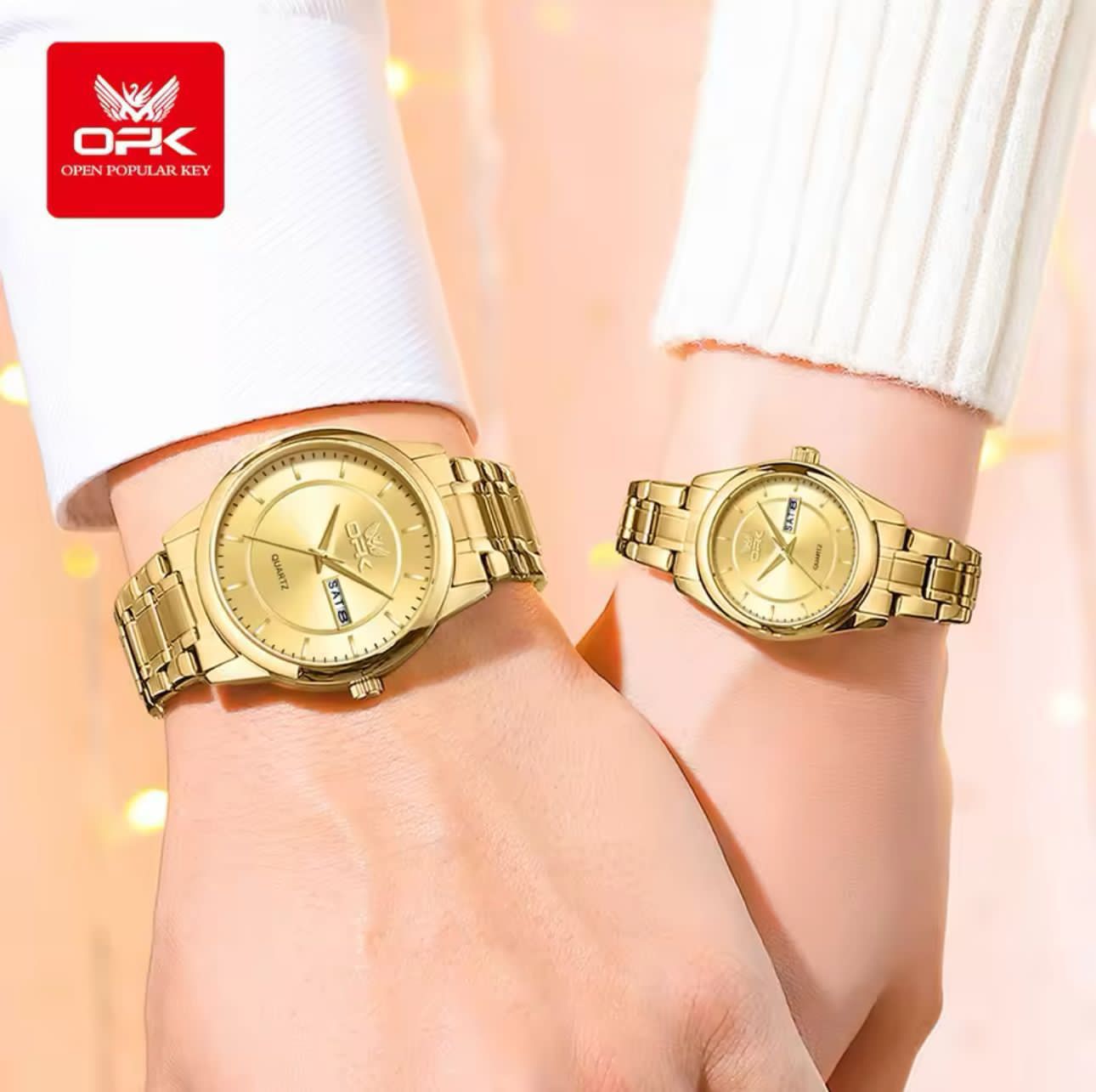 Day and Date Water Resistant Stainless Couple Watches