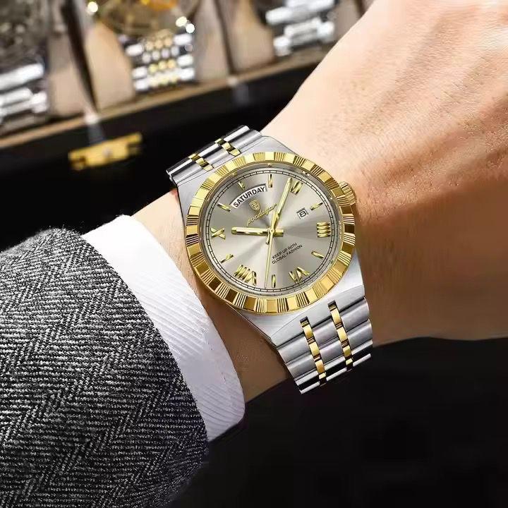 POEDAGAR Waterproof Luminous Men's watch with Full Day