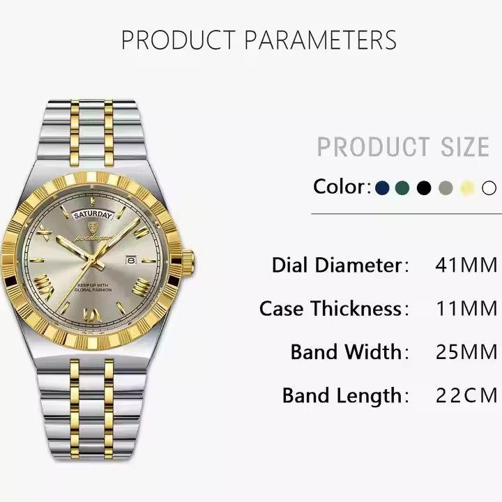 POEDAGAR Waterproof Luminous Men's watch with Full Day