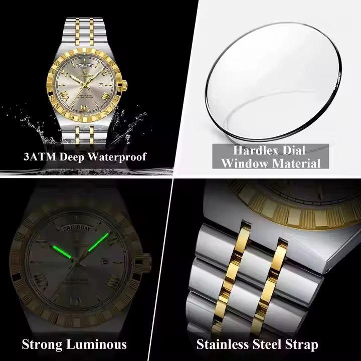 POEDAGAR Waterproof Luminous Men's watch with Full Day