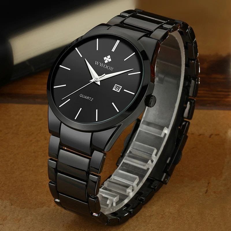 WWOOR WaterProof Date Display Stainless Steel Men's Wrist Watch