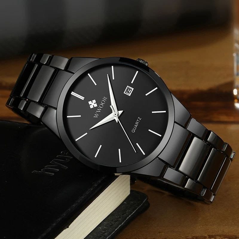 WWOOR WaterProof Date Display Stainless Steel Men's Wrist Watch