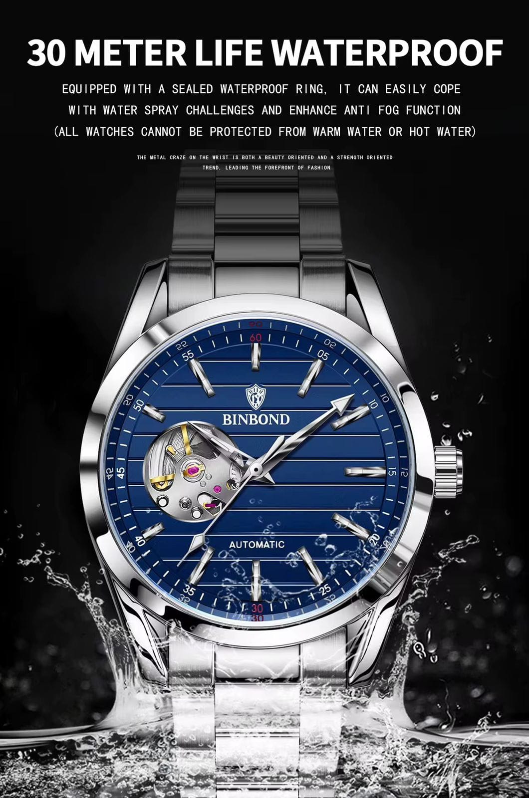 BINBOND Original Mechanical Movement WaterProof Luminous Men's Watch