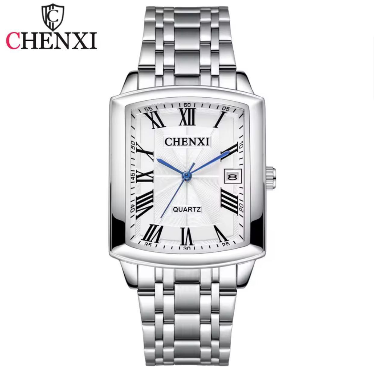 CHENXI 079A Stainless Steel Water Resistant Couple Watch - Silver Black